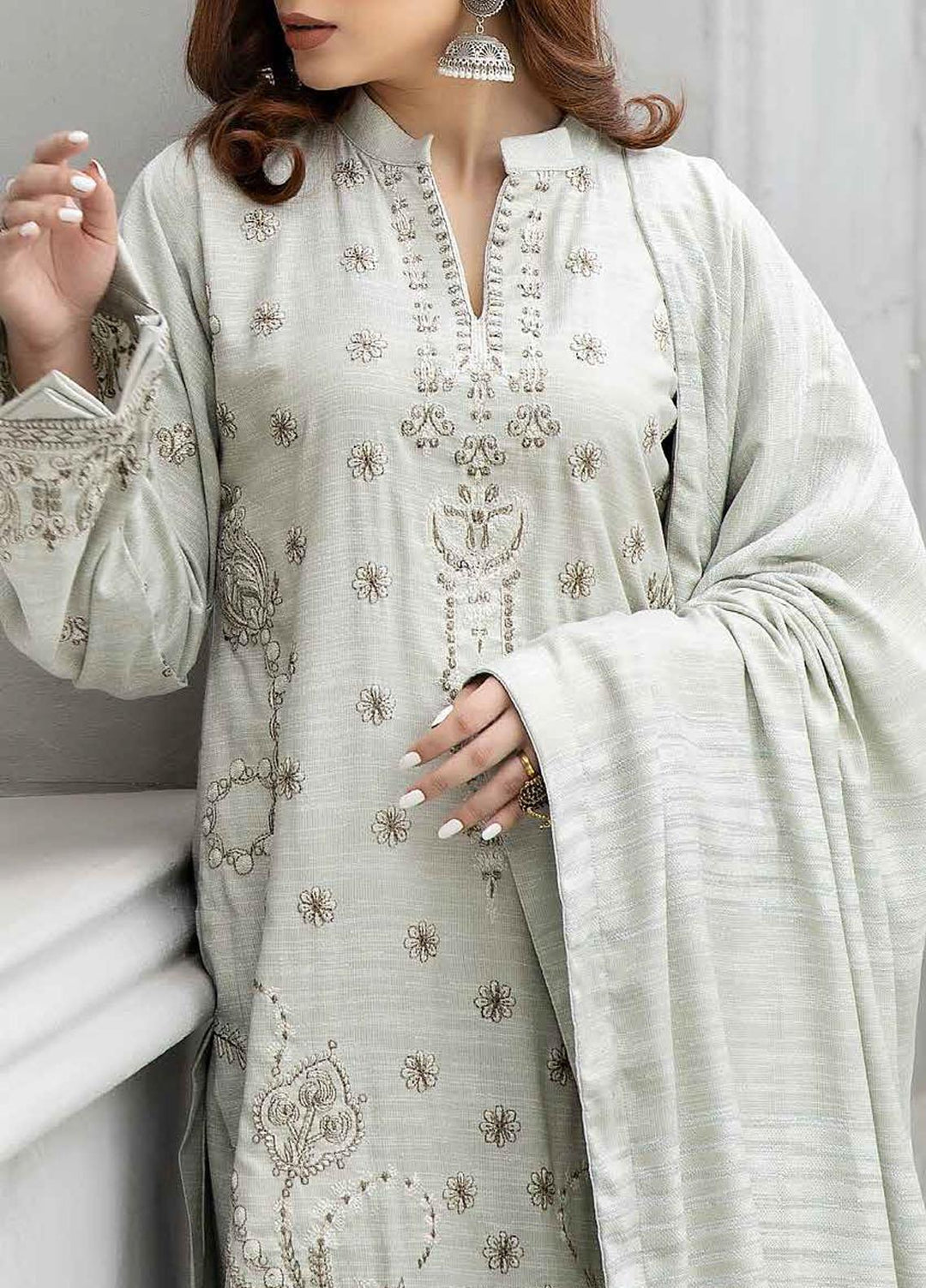 Tehzeeb By Riaz Arts Embroidered Leather Peach Suits Unstitched 3 Piece RA22TL5 TL-126 - Winter Collection