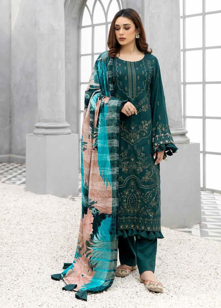 Tehzeeb By Riaz Arts Embroidered Leather Peach Suits Unstitched 3 Piece RA22TL5 TL-128 - Winter Collection