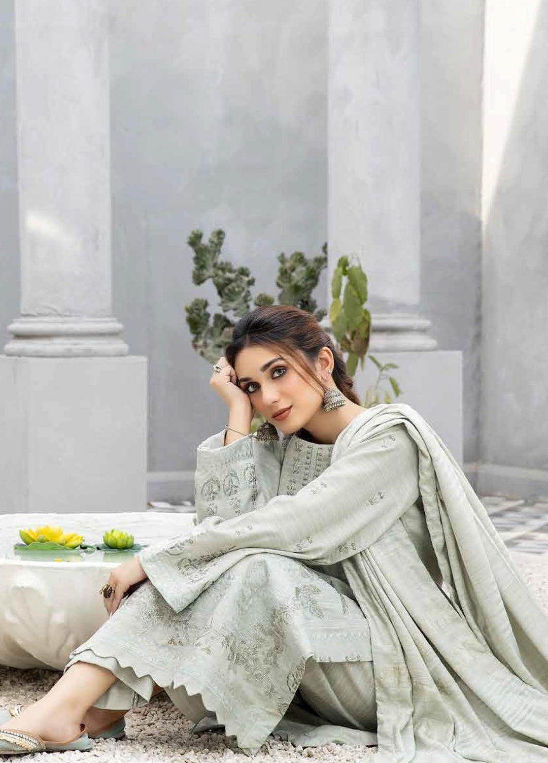 Tehzeeb By Riaz Arts Embroidered Leather Peach Suits Unstitched 3 Piece RA22TL5 TL-129 - Winter Collection