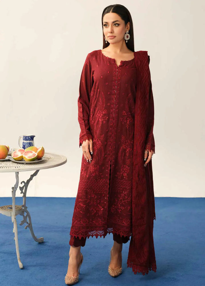 Tehzeeb By Riaz Arts Embroidered Leather Peach Suit Unstitched 3 Piece RA24EW TL-322 - Winter Collection