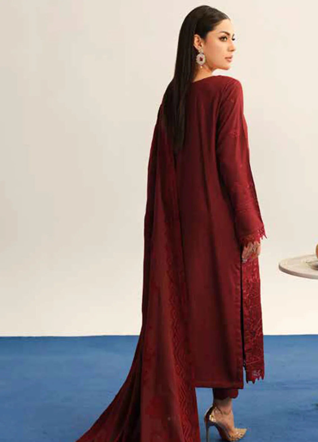 Tehzeeb By Riaz Arts Embroidered Leather Peach Suit Unstitched 3 Piece RA24EW TL-322 - Winter Collection