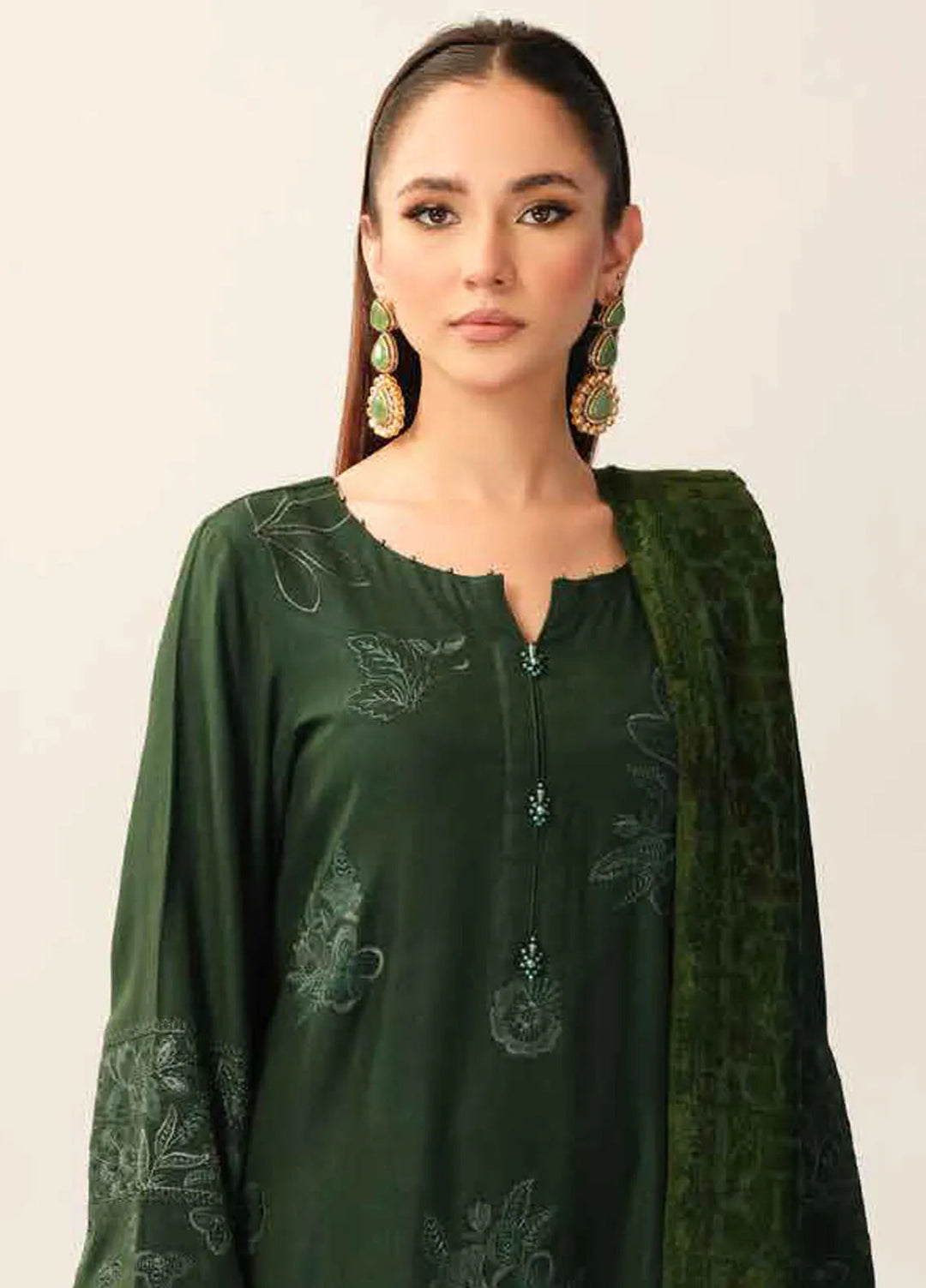 Tehzeeb By Riaz Arts Embroidered Leather Peach Suit Unstitched 3 Piece RA24EW TL-323 - Winter Collection