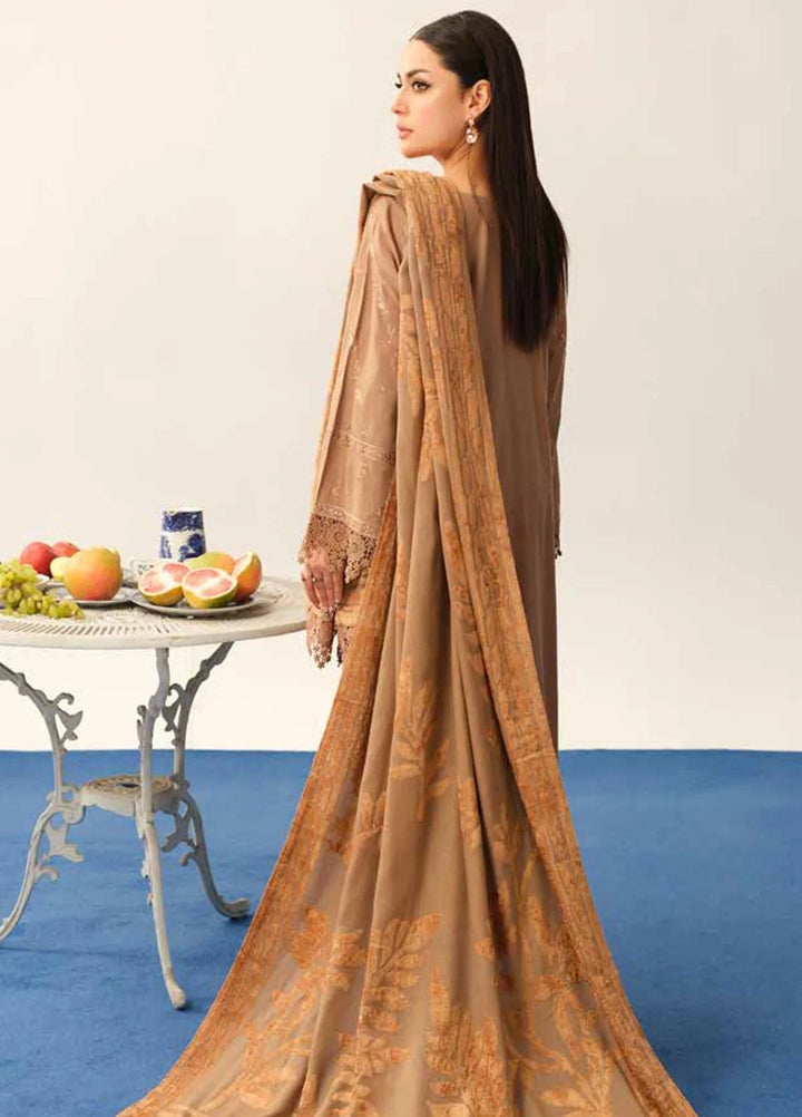 Tehzeeb By Riaz Arts Embroidered Leather Peach Suit Unstitched 3 Piece RA24EW TL-325 - Winter Collection