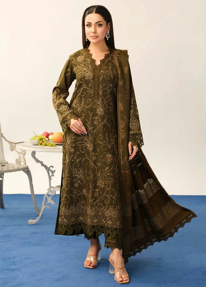 Tehzeeb By Riaz Arts Embroidered Leather Peach Suit Unstitched 3 Piece RA24EW TL-326 - Winter Collection