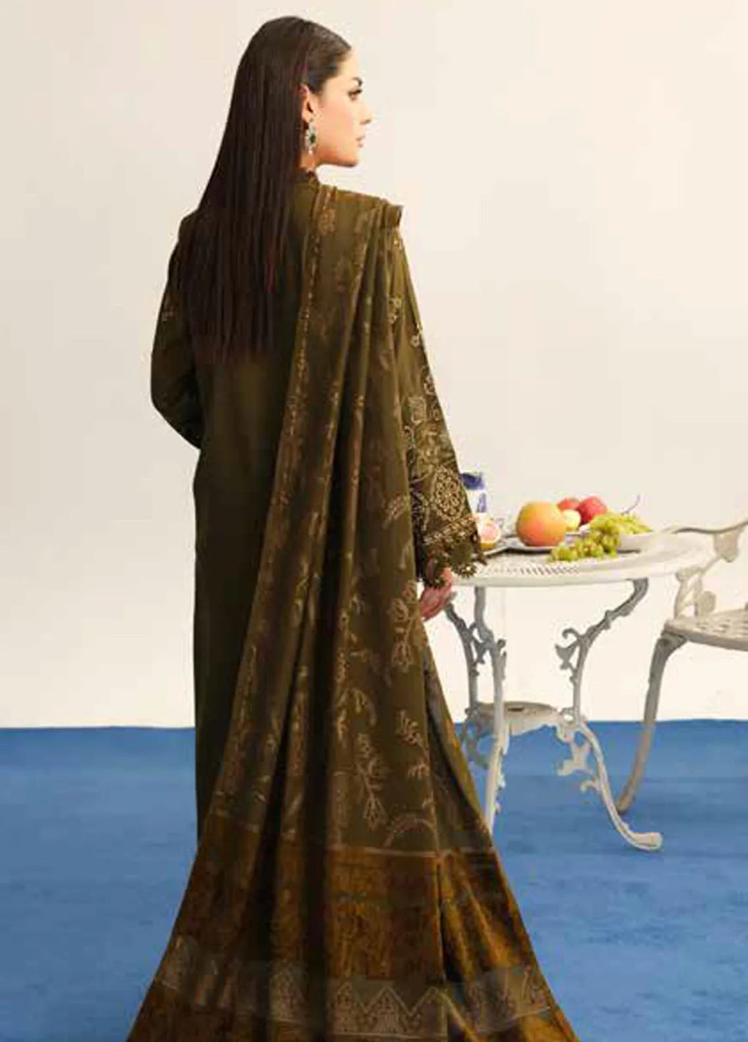 Tehzeeb By Riaz Arts Embroidered Leather Peach Suit Unstitched 3 Piece RA24EW TL-326 - Winter Collection