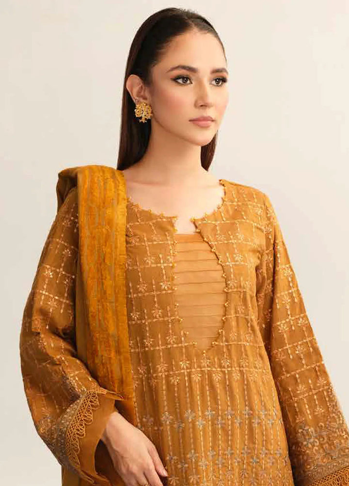 Tehzeeb By Riaz Arts Embroidered Leather Peach Suit Unstitched 3 Piece RA24EW TL-327 - Winter Collection