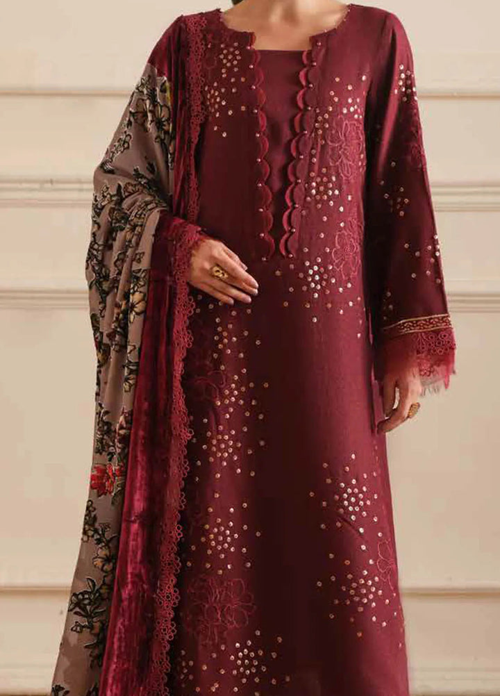 Tehzeeb By Riaz Arts Embroidered Leather Peach Suit Unstitched 3 Piece RA24TE TL-305 - Winter Collection