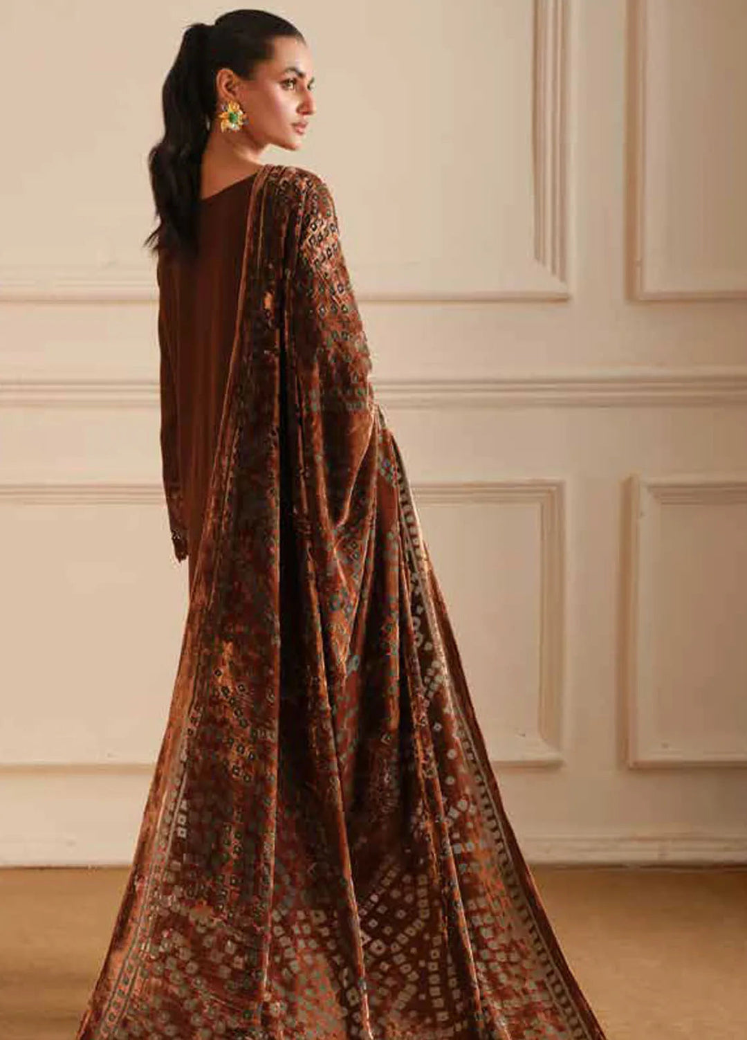 Tehzeeb By Riaz Arts Embroidered Leather Peach Suit Unstitched 3 Piece RA24TE TL-306 - Winter Collection