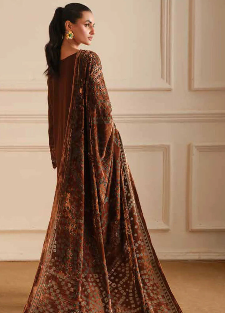 Tehzeeb By Riaz Arts Embroidered Leather Peach Suit Unstitched 3 Piece RA24TE TL-306 - Winter Collection