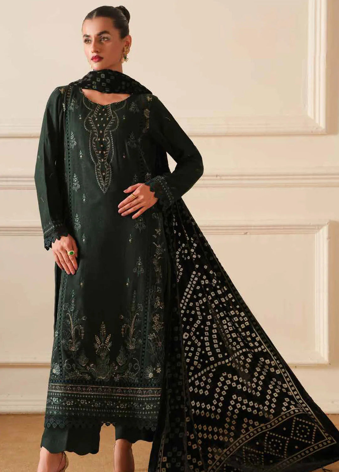 Tehzeeb By Riaz Arts Embroidered Leather Peach Suit Unstitched 3 Piece RA24TE TL-307 - Winter Collection