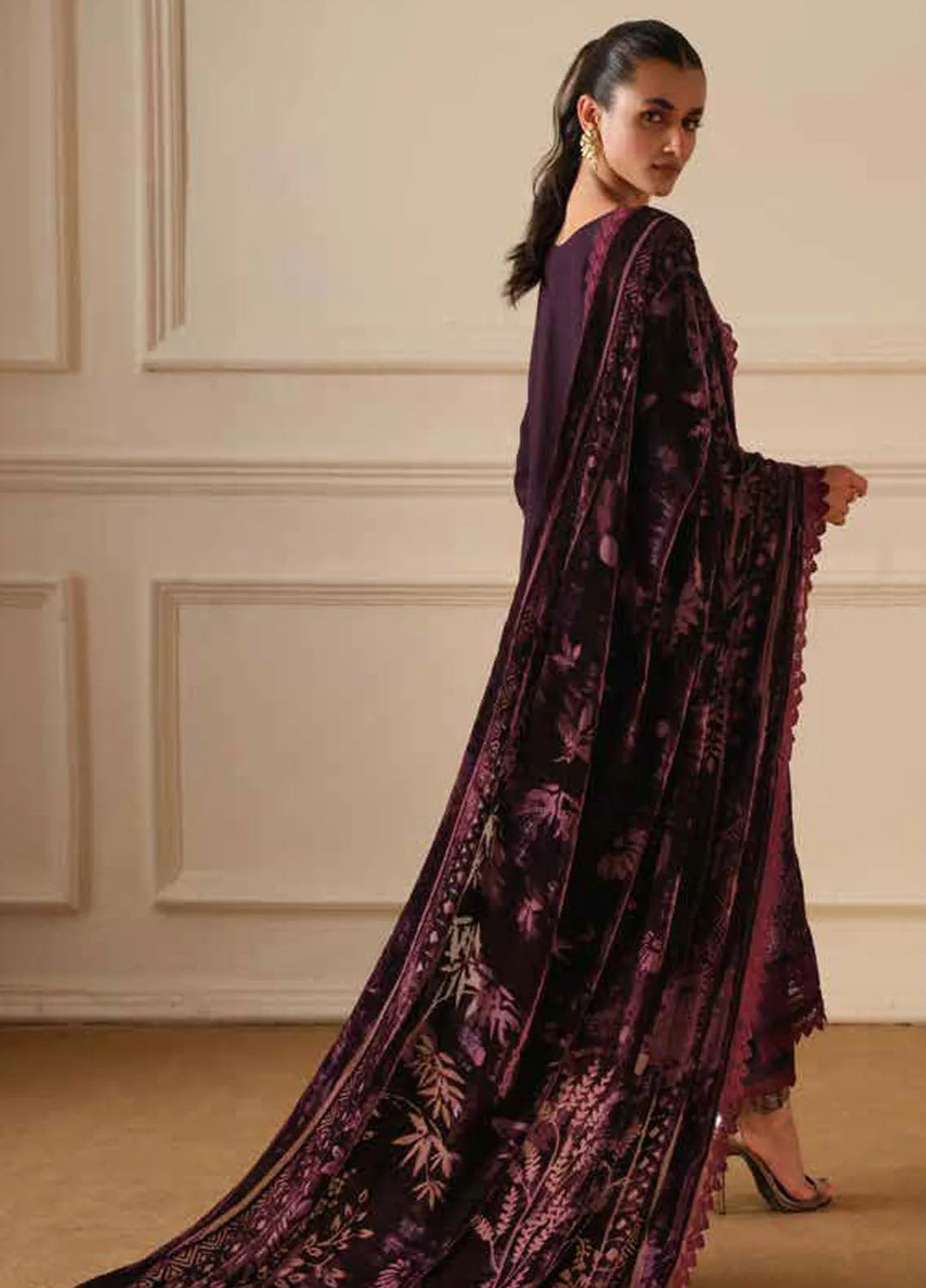 Tehzeeb By Riaz Arts Embroidered Leather Peach Suit Unstitched 3 Piece RA24TE TL-308 - Winter Collection