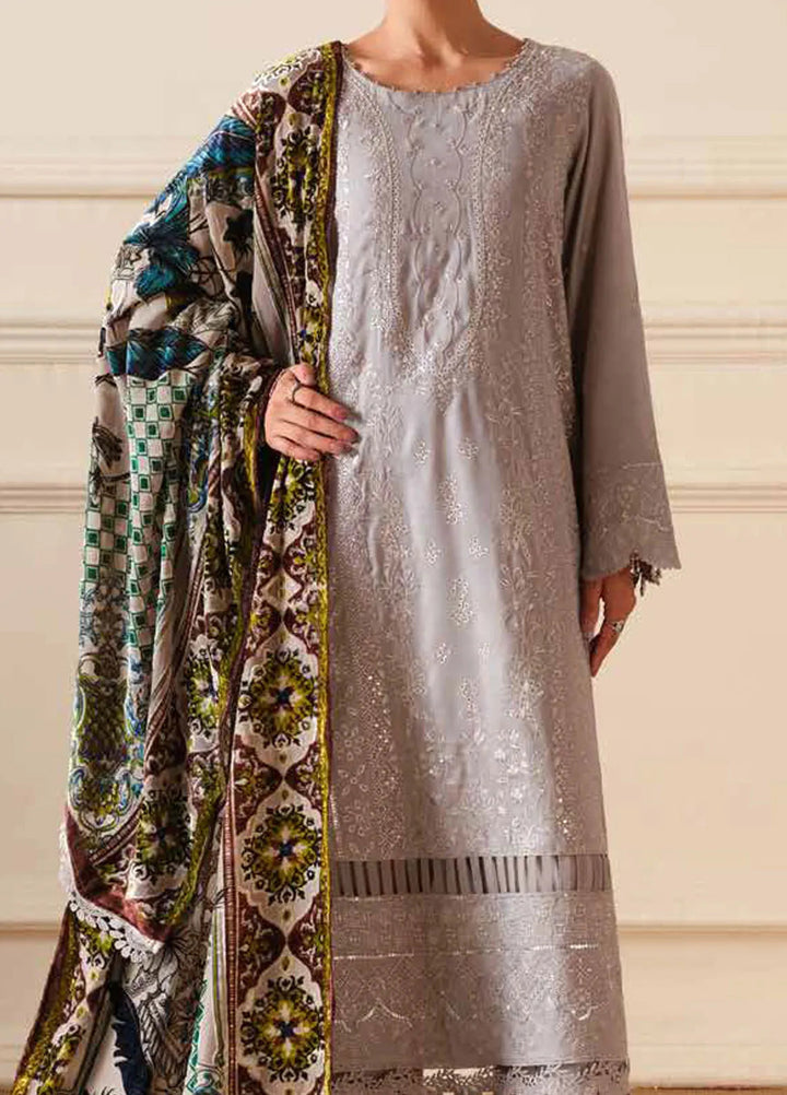 Tehzeeb By Riaz Arts Embroidered Leather Peach Suit Unstitched 3 Piece RA24TE TL-309 - Winter Collection