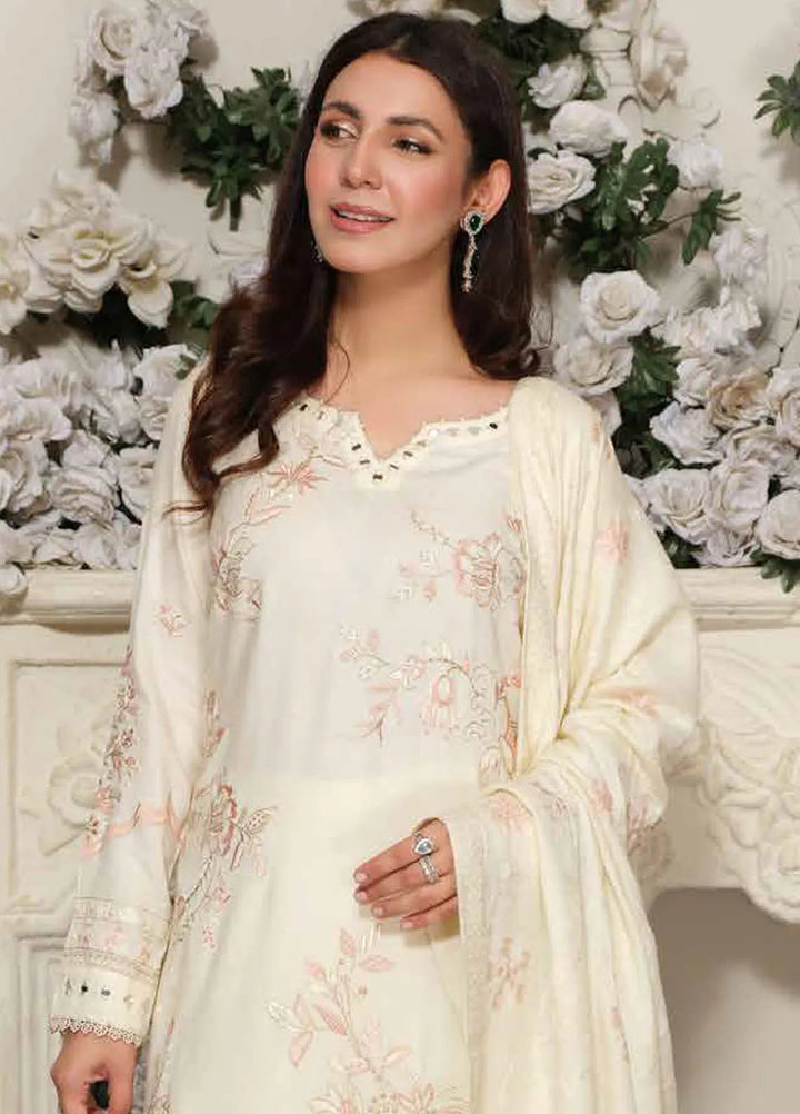 Tehzeeb by Riaz Arts Embroidered Leather Peach Suit Unstitched 3 Piece RA24TLW TL-296 - Winter Collection