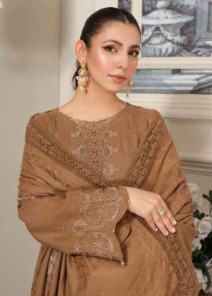 Tehzeeb by Riaz Arts Embroidered Leather Peach Suit Unstitched 3 Piece RA24TLW TL-298 - Winter Collection