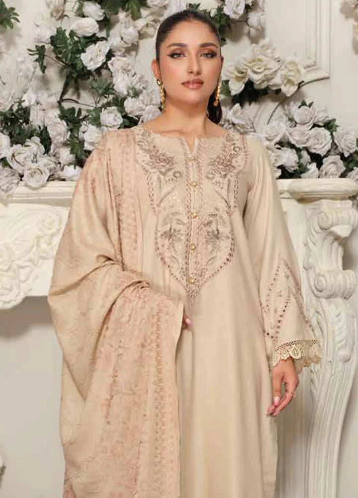 Tehzeeb by Riaz Arts Embroidered Leather Peach Suit Unstitched 3 Piece RA24TLW TL-300 - Winter Collection