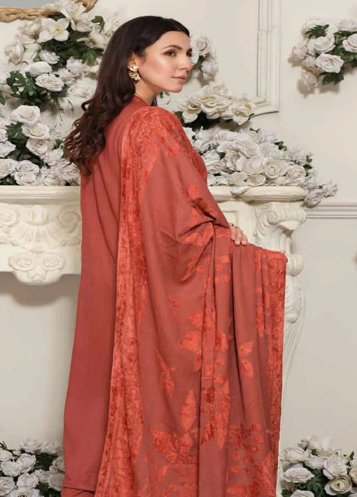 Tehzeeb by Riaz Arts Embroidered Leather Peach Suit Unstitched 3 Piece RA24TLW TL-302 - Winter Collection
