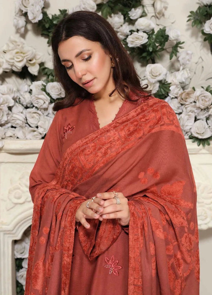 Tehzeeb by Riaz Arts Embroidered Leather Peach Suit Unstitched 3 Piece RA24TLW TL-302 - Winter Collection