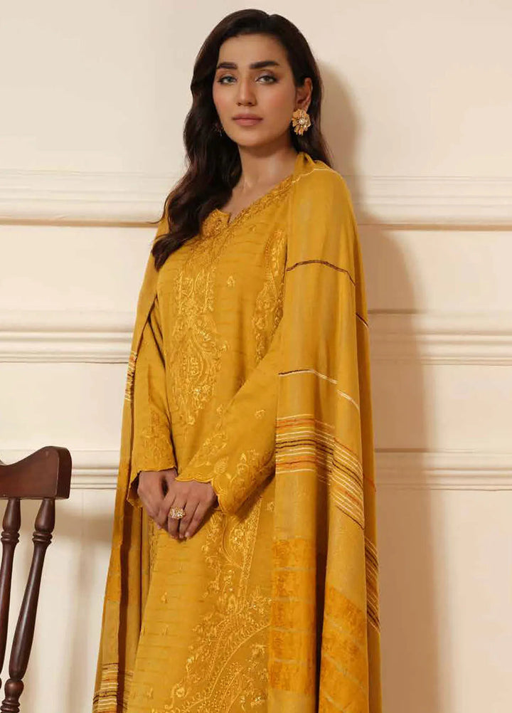 Tehzeeb By Riaz Arts Embroidered Leather Peach Suit Unstitched 3 Piece RA24TW TL-265 - Winter Collection