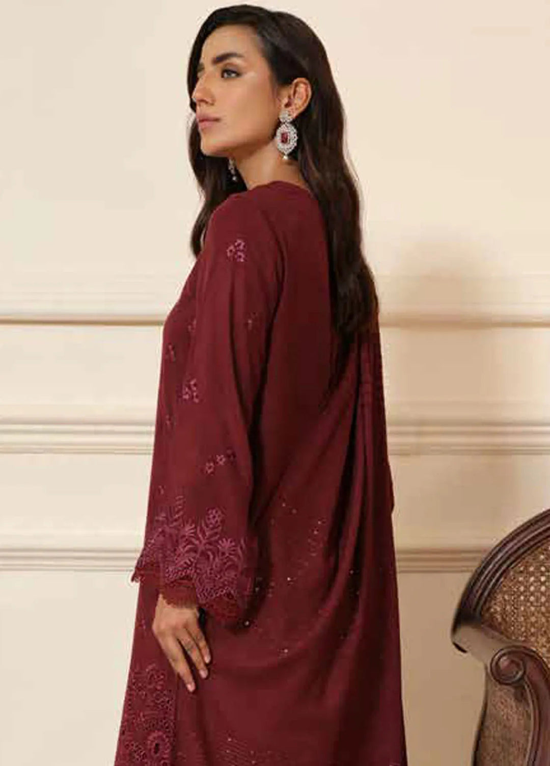 Tehzeeb By Riaz Arts Embroidered Leather Peach Suit Unstitched 3 Piece RA24TW TL-266 - Winter Collection