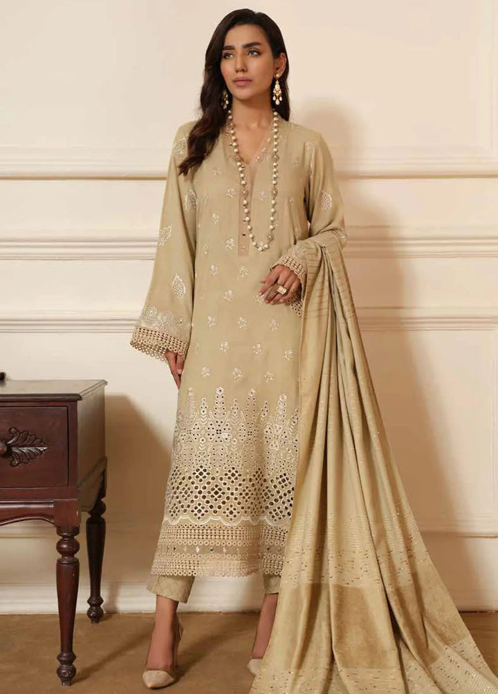Tehzeeb By Riaz Arts Embroidered Leather Peach Suit Unstitched 3 Piece RA24TW TL-267 - Winter Collection