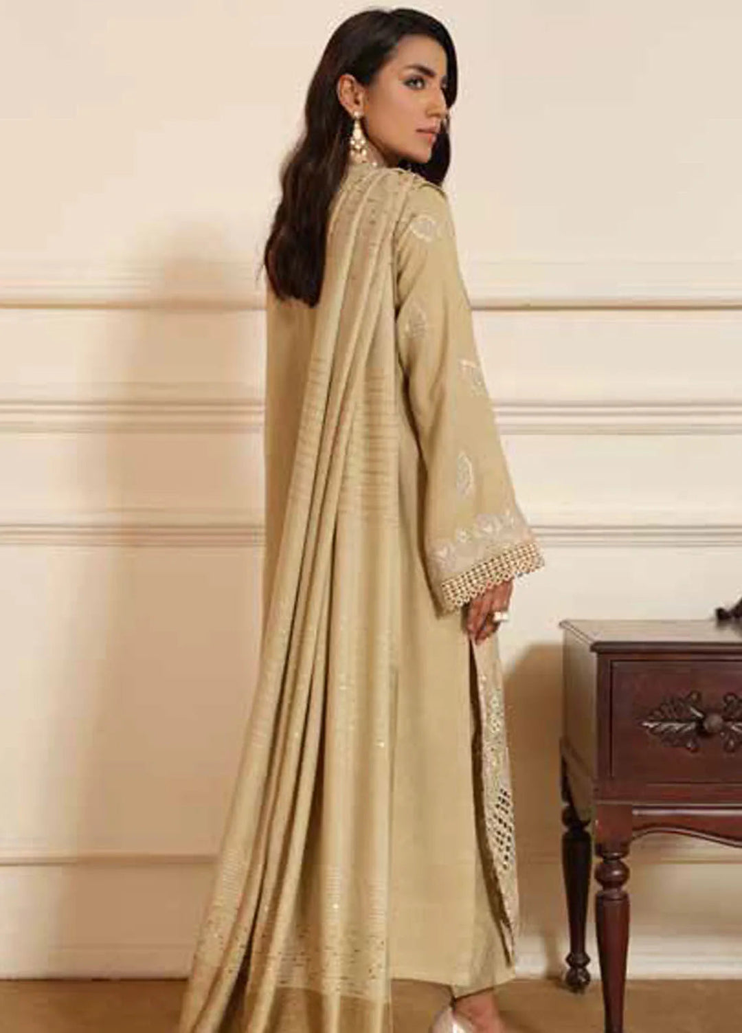 Tehzeeb By Riaz Arts Embroidered Leather Peach Suit Unstitched 3 Piece RA24TW TL-267 - Winter Collection