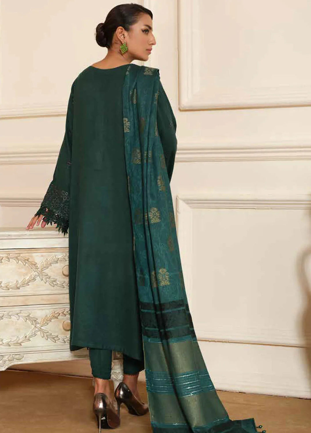 Tehzeeb By Riaz Arts Embroidered Leather Peach Suit Unstitched 3 Piece RA24TW TL-268 - Winter Collection