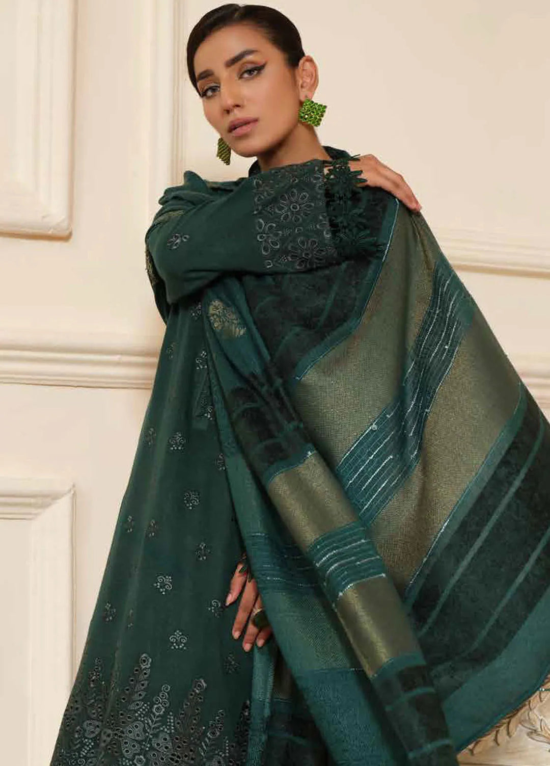 Tehzeeb By Riaz Arts Embroidered Leather Peach Suit Unstitched 3 Piece RA24TW TL-268 - Winter Collection