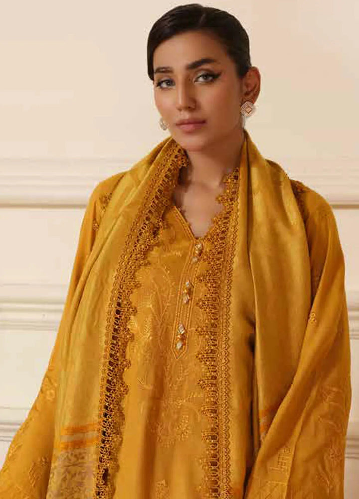 Tehzeeb By Riaz Arts Embroidered Leather Peach Suit Unstitched 3 Piece RA24TW TL-270 - Winter Collection