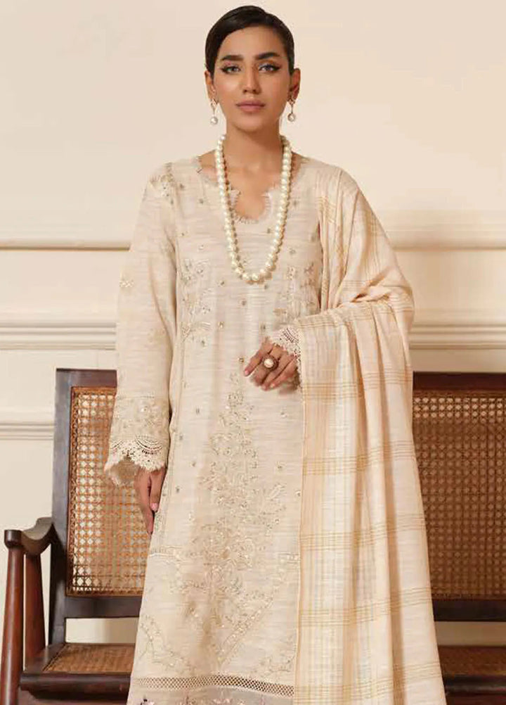Tehzeeb By Riaz Arts Embroidered Leather Peach Suit Unstitched 3 Piece RA24TW TL-272 - Winter Collection