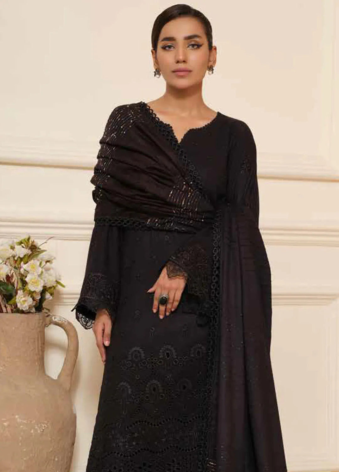 Tehzeeb By Riaz Arts Embroidered Leather Peach Suit Unstitched 3 Piece RA24TW TL-273 - Winter Collection