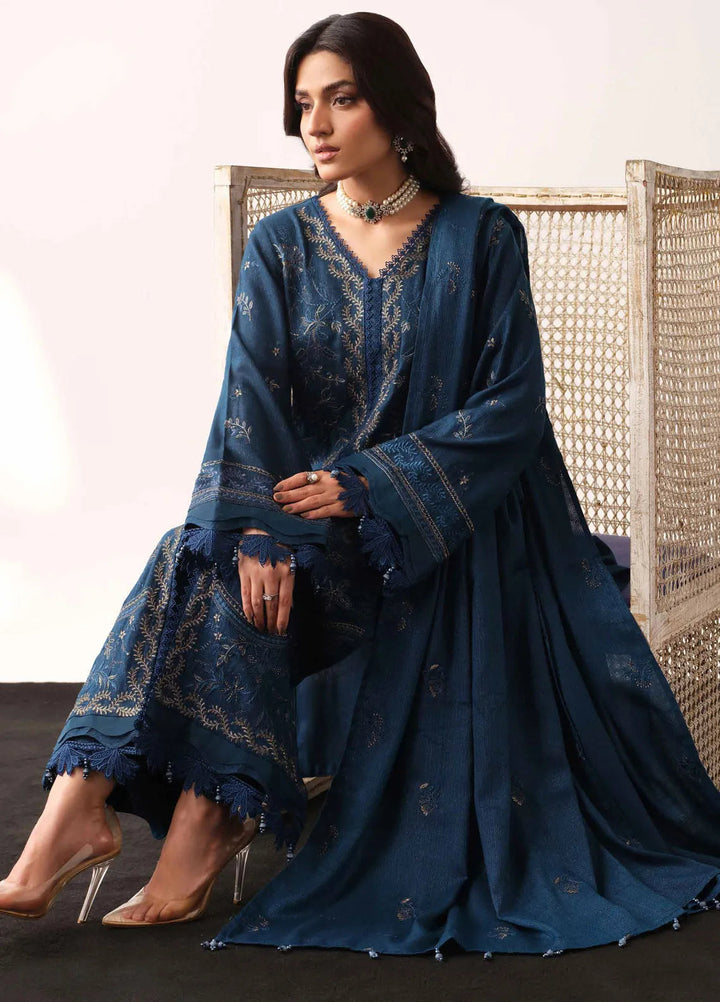 Tehzeeb By Riaz Arts Embroidered Leather Peach Suit Unstitched 3 Piece RA24UP TL-310 - Winter Collection