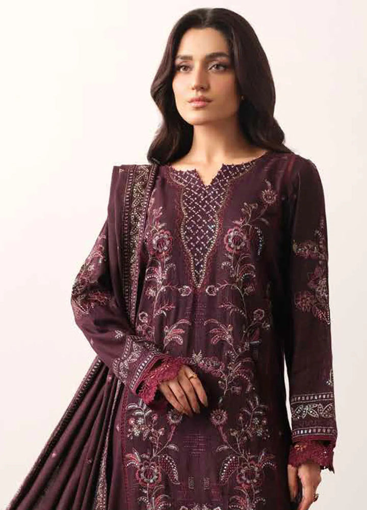 Tehzeeb By Riaz Arts Embroidered Leather Peach Suit Unstitched 3 Piece RA24UP TL-311 - Winter Collection