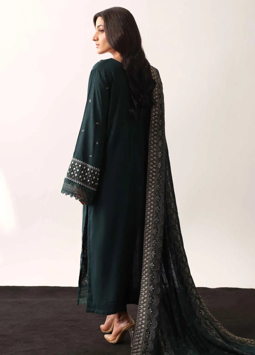 Tehzeeb By Riaz Arts Embroidered Leather Peach Suit Unstitched 3 Piece RA24UP TL-313 - Winter Collection