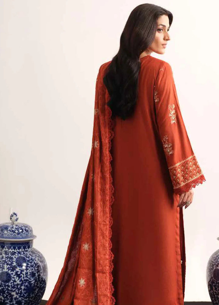 Tehzeeb By Riaz Arts Embroidered Leather Peach Suit Unstitched 3 Piece RA24UP TL-314 - Winter Collection