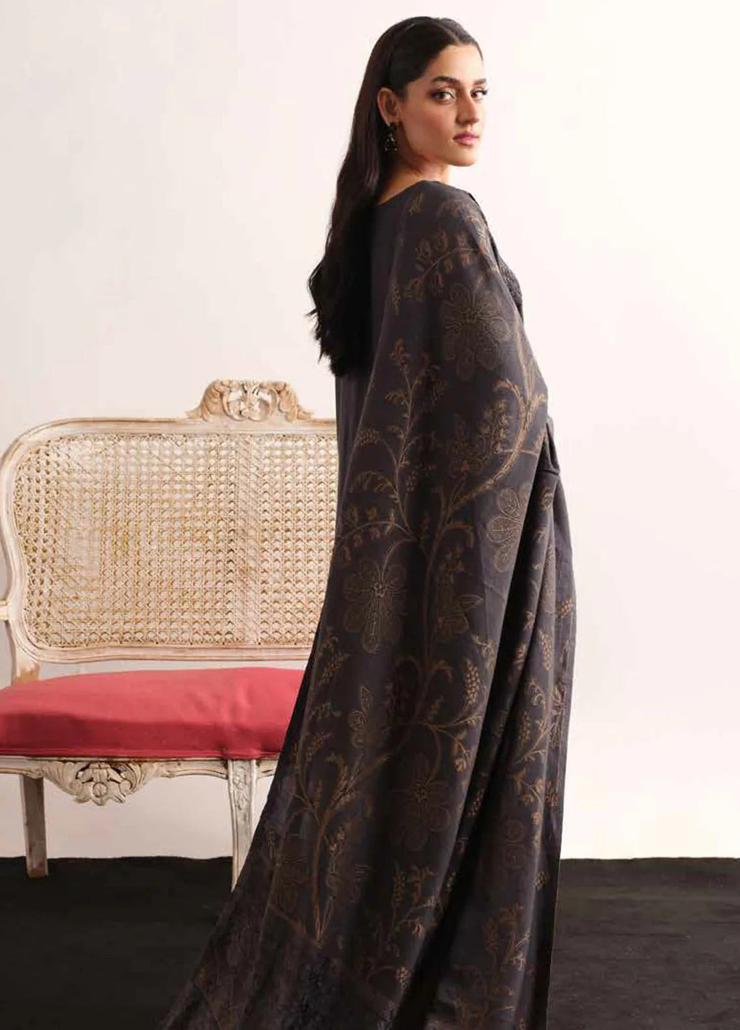 Tehzeeb By Riaz Arts Embroidered Leather Peach Suit Unstitched 3 Piece RA24UP TL-319 - Winter Collection