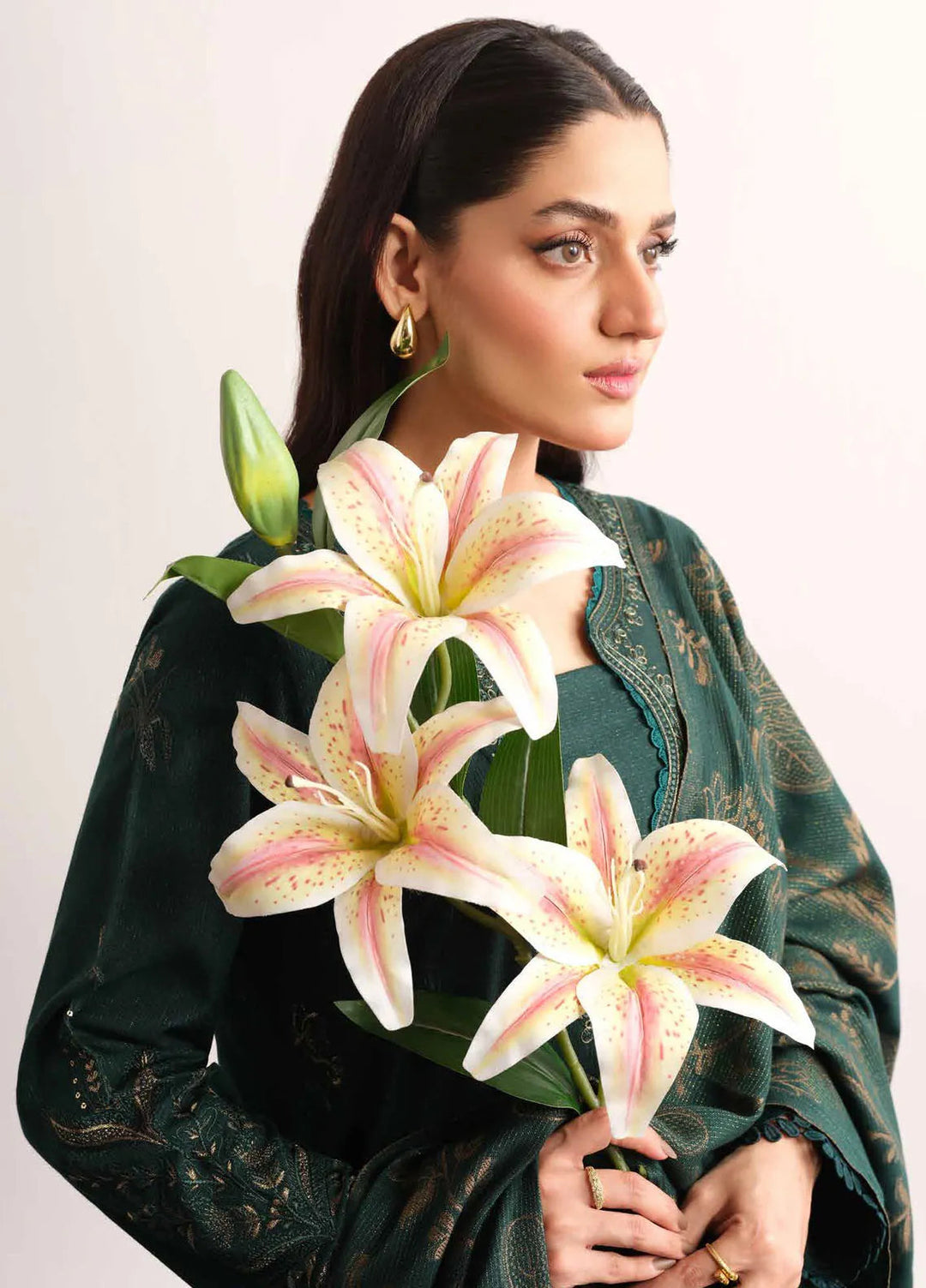 Tehzeeb By Riaz Arts Embroidered Leather Peach Suit Unstitched 3 Piece RA24UP TL-319 - Winter Collection