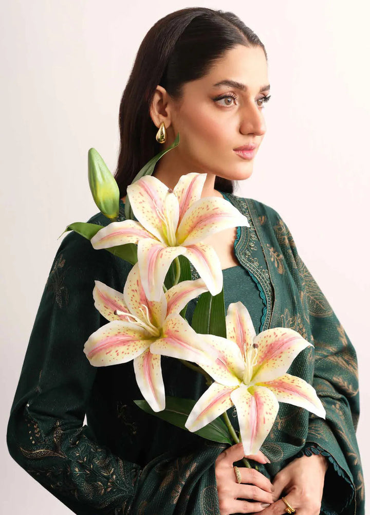 Tehzeeb By Riaz Arts Embroidered Leather Peach Suit Unstitched 3 Piece RA24UP TL-319 - Winter Collection