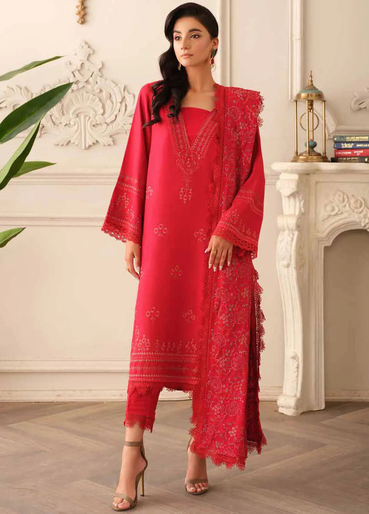 Tehzeeb By Riaz Arts Embroidered Leather Peach Suit Unstitched 3 Piece RA24W TL-275 - Winter Collection