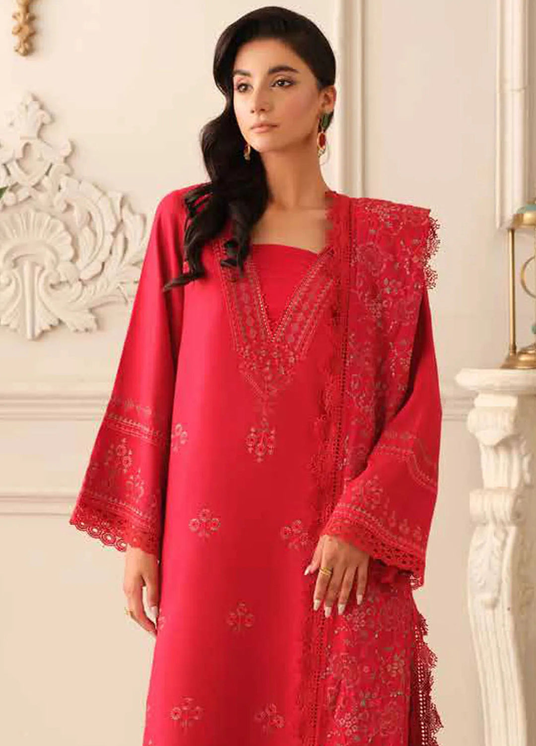 Tehzeeb By Riaz Arts Embroidered Leather Peach Suit Unstitched 3 Piece RA24W TL-275 - Winter Collection