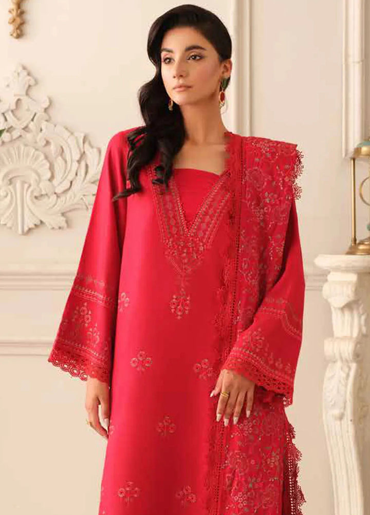 Tehzeeb By Riaz Arts Embroidered Leather Peach Suit Unstitched 3 Piece RA24W TL-275 - Winter Collection