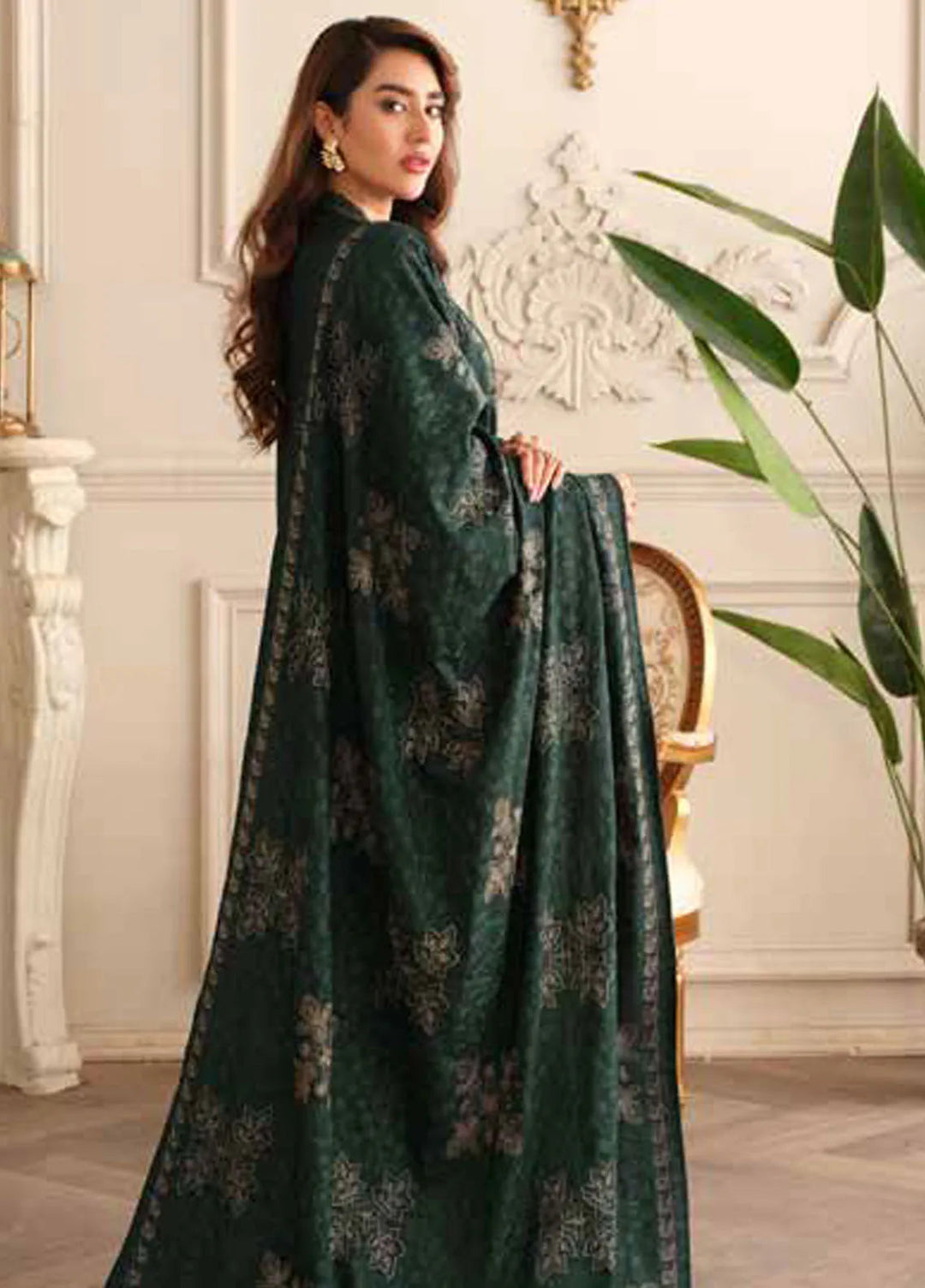 Tehzeeb By Riaz Arts Embroidered Leather Peach Suit Unstitched 3 Piece RA24W TL-276 - Winter Collection