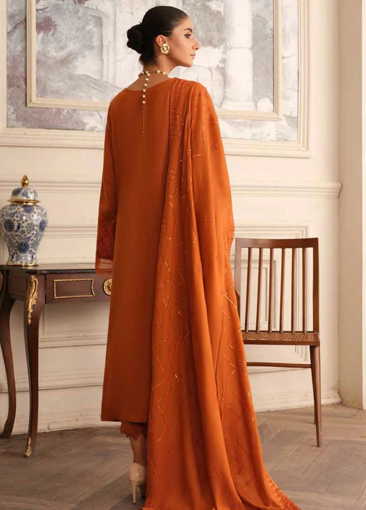 Tehzeeb By Riaz Arts Embroidered Leather Peach Suit Unstitched 3 Piece RA24W TL-279 - Winter Collection