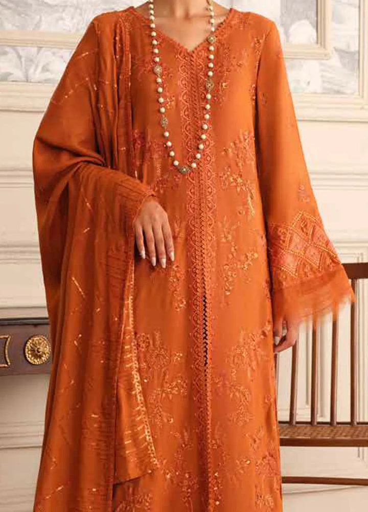 Tehzeeb By Riaz Arts Embroidered Leather Peach Suit Unstitched 3 Piece RA24W TL-279 - Winter Collection