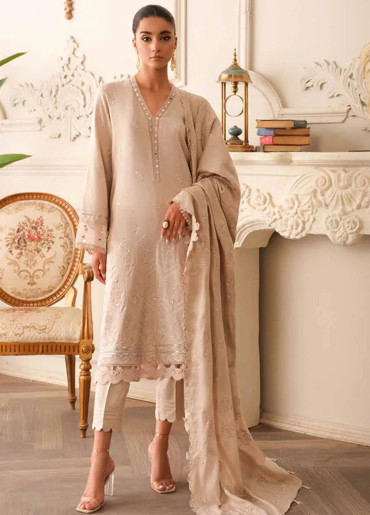 Tehzeeb By Riaz Arts Embroidered Leather Peach Suit Unstitched 3 Piece RA24W TL-280 - Winter Collection