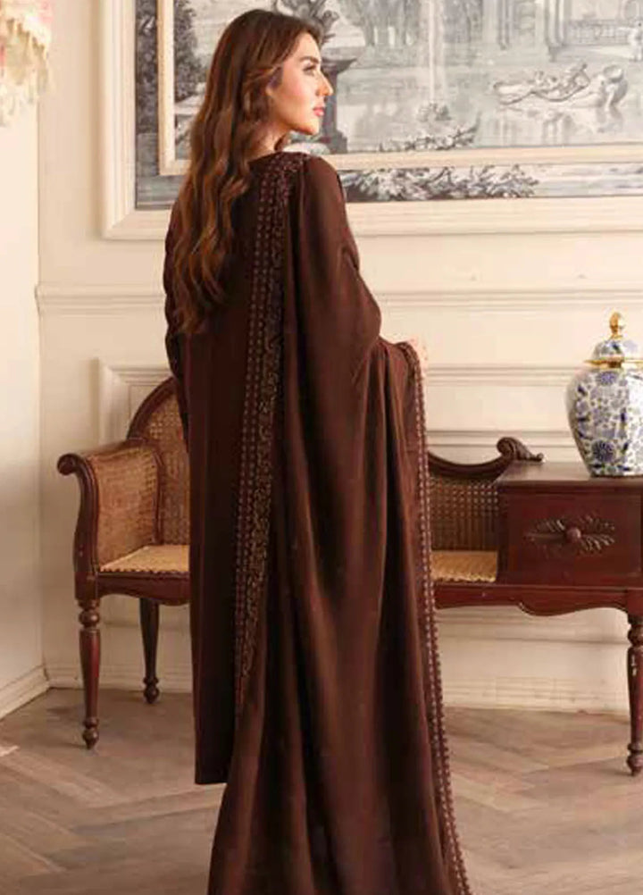 Tehzeeb By Riaz Arts Embroidered Leather Peach Suit Unstitched 3 Piece RA24W TL-281 - Winter Collection