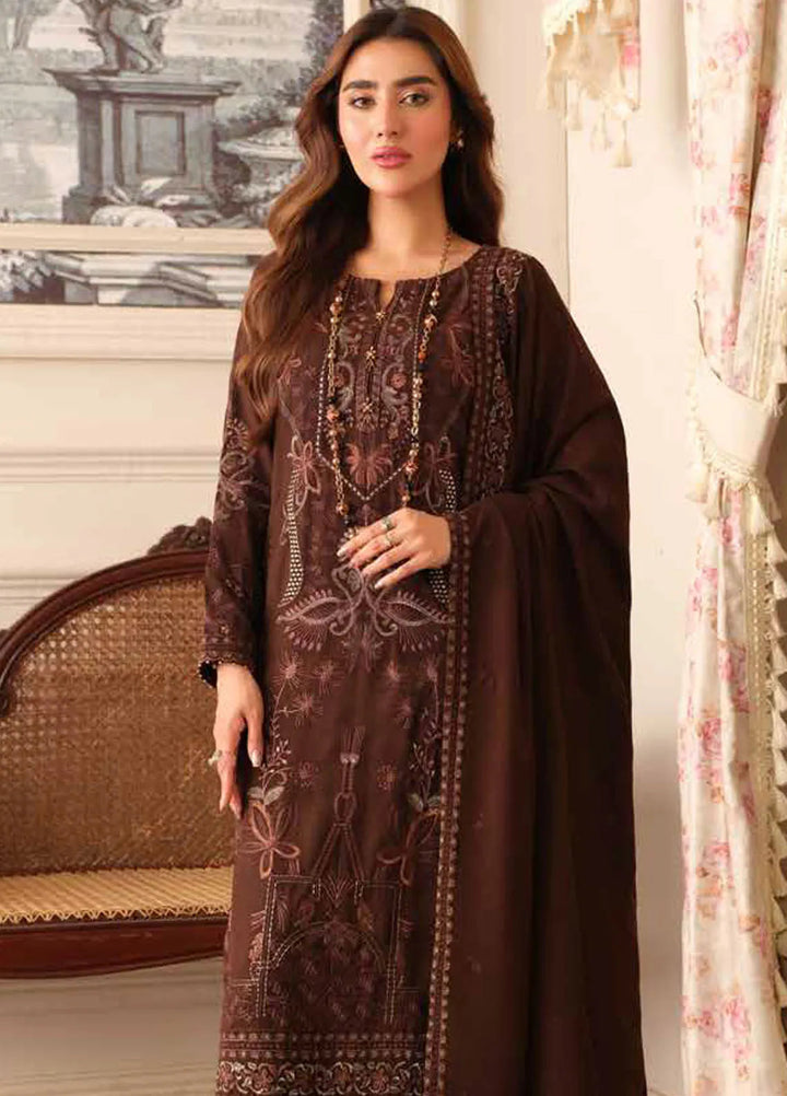 Tehzeeb By Riaz Arts Embroidered Leather Peach Suit Unstitched 3 Piece RA24W TL-281 - Winter Collection