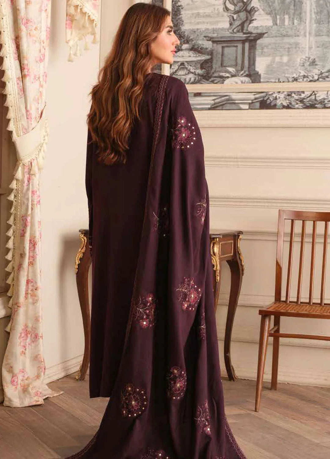 Tehzeeb By Riaz Arts Embroidered Leather Peach Suit Unstitched 3 Piece RA24W TL-283 - Winter Collection