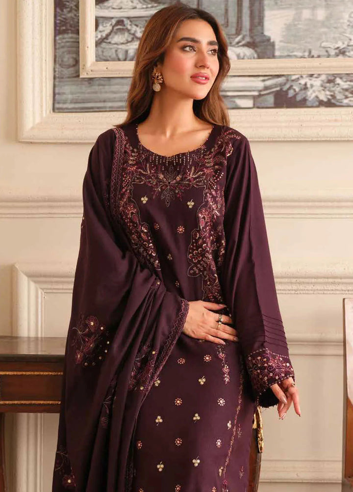 Tehzeeb By Riaz Arts Embroidered Leather Peach Suit Unstitched 3 Piece RA24W TL-283 - Winter Collection