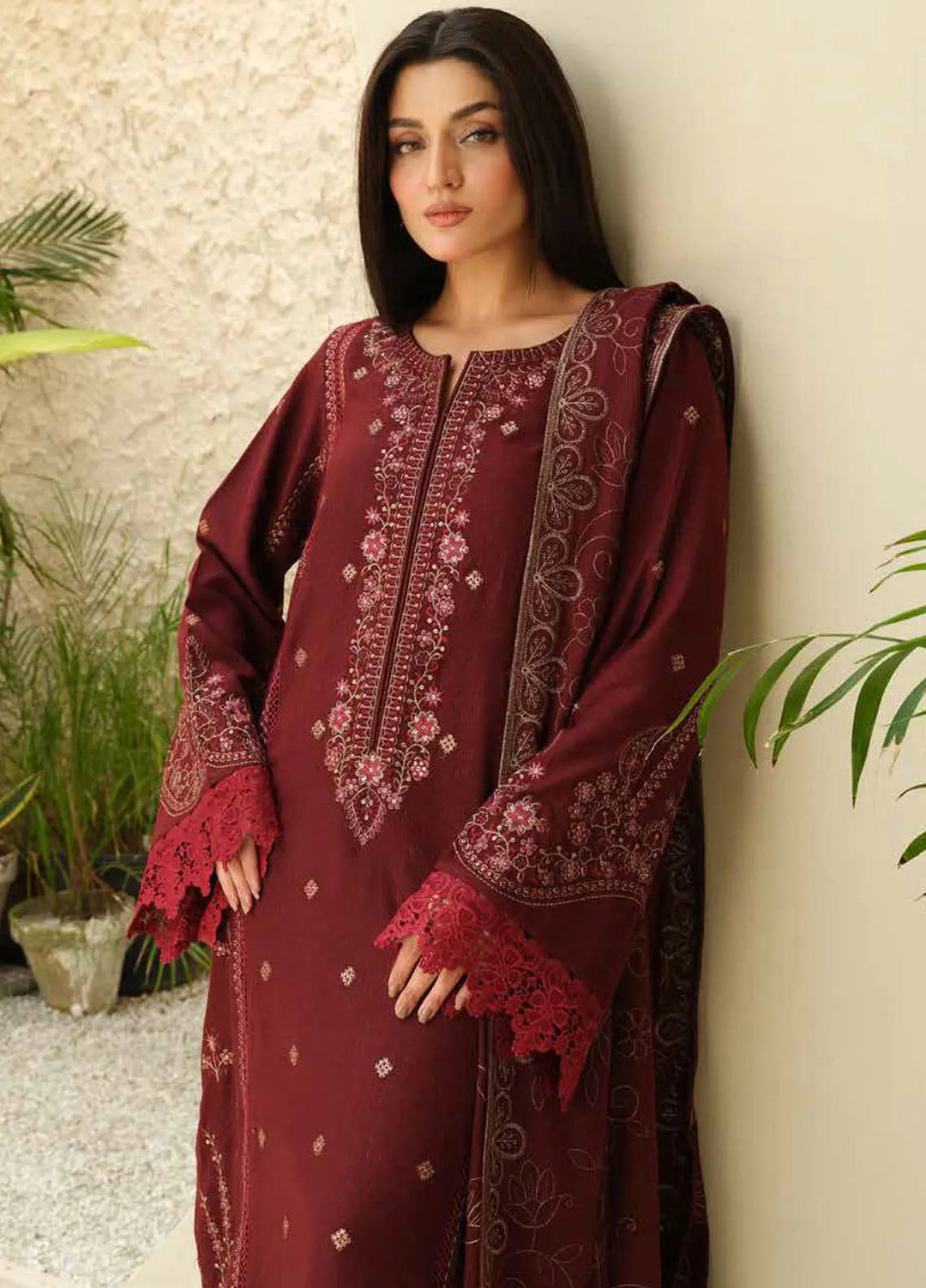 Tehzeeb by Riaz Arts Embroidered Leather Peach Suits Unstitched 3 Piece RA24ULP TL-285 - Winter Collection