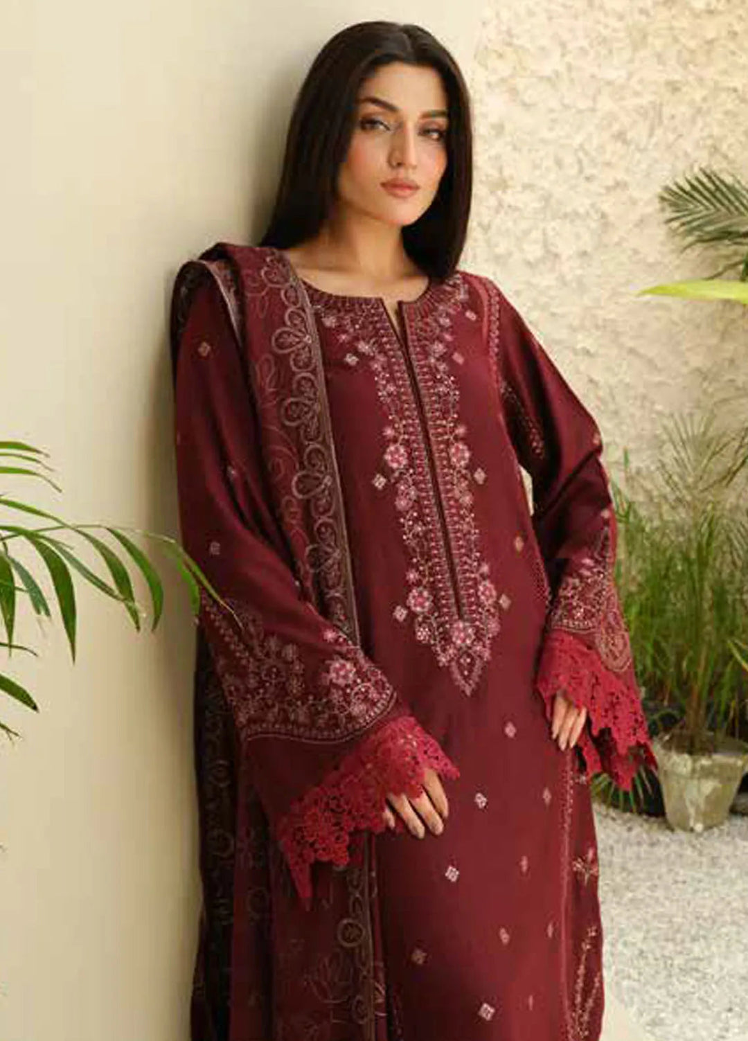 Tehzeeb by Riaz Arts Embroidered Leather Peach Suits Unstitched 3 Piece RA24ULP TL-285 - Winter Collection